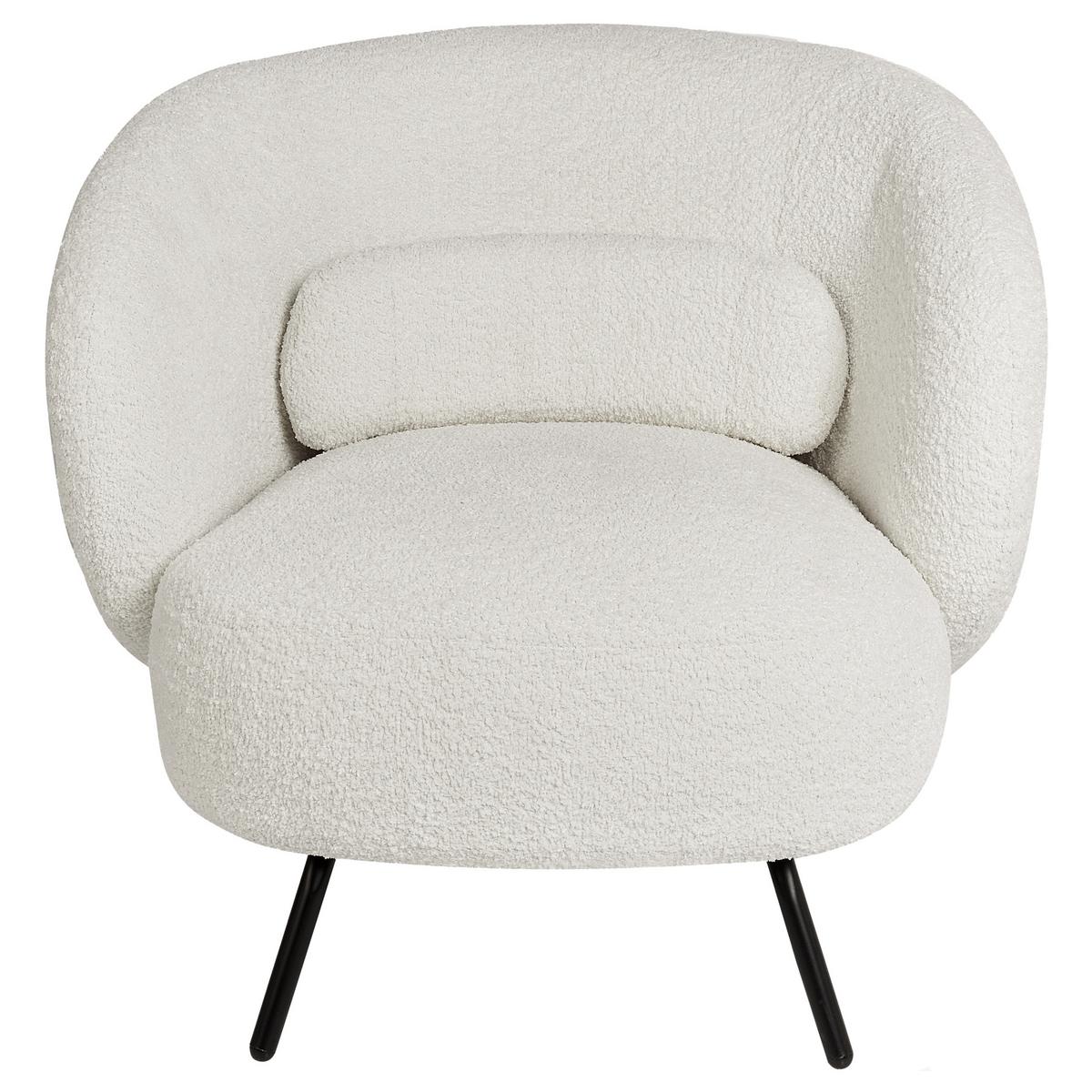 SESSEL Bouclé Cremeweiß Makela - Schwarz/Weiß, Textil (75/72/74cm) - Beliani