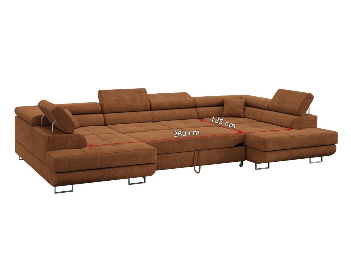 WOHNLANDSCHAFT GUSTAW U Orange Struktur - Silberfarben/Orange, Textil/Metall (340/55/205cm) - MKS