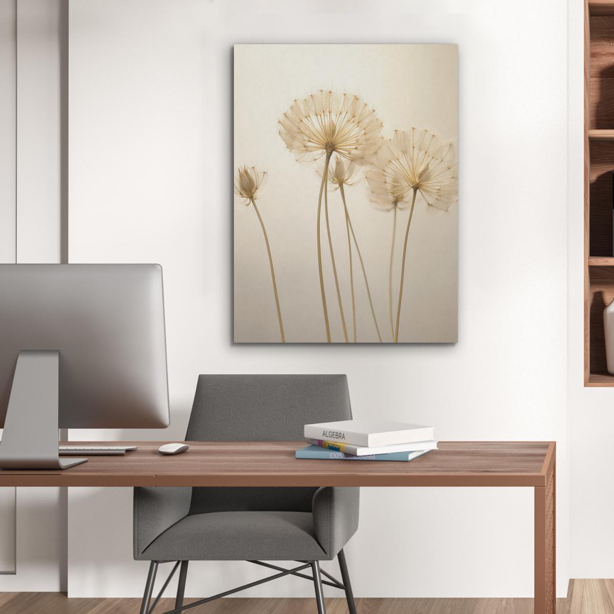 AKUSTIKBILD Sonnenlicht - Löwenzahn - Botanisch - Blumen Wandbilder 60x80 cm - Creme, Kunststoff (60/80/0.9cm) - MuchoWow