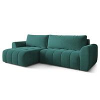 ECKSOFA MODARO CL Blau Samtstoff mit Schlaffunktion - Blau, Holzwerkstoff/Textil (285/148cm) - MASSENO