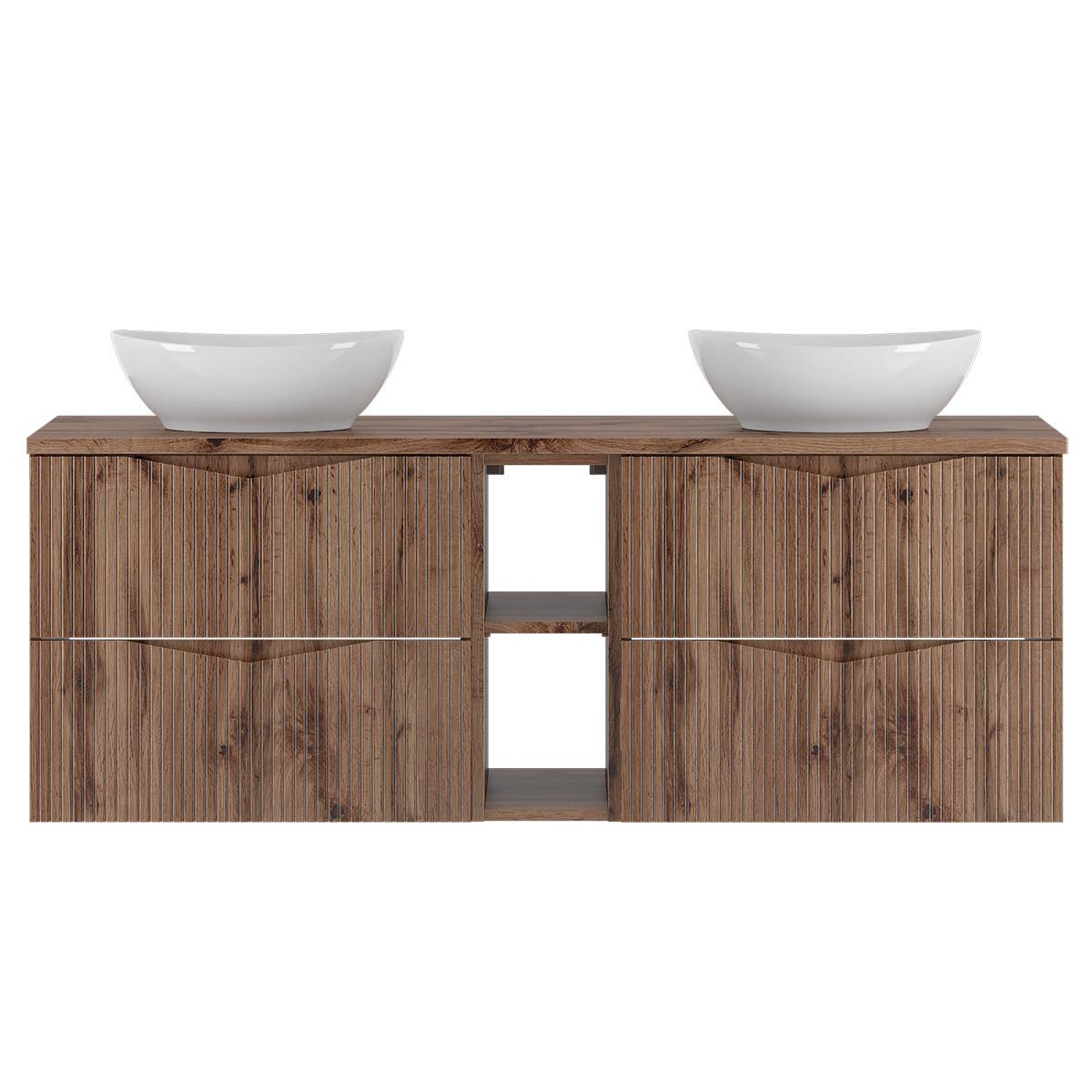 DOPPELWASCHTISCH 140.6cm Tao Holz - Braun, Holzwerkstoff (140.6/52.2/46.5cm) - Petits-meubles