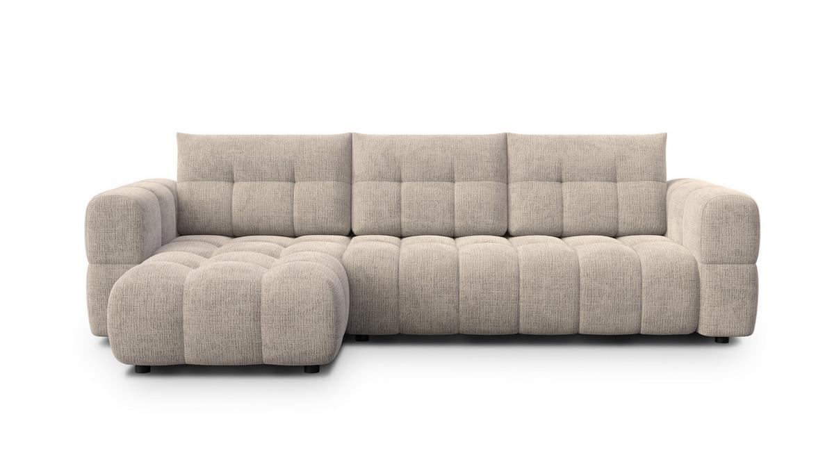 ECKSOFA CLOUDI 4-Sitzer links, beige - Beige/Schwarz, Holz/Textil (294/160cm) - Wozimo