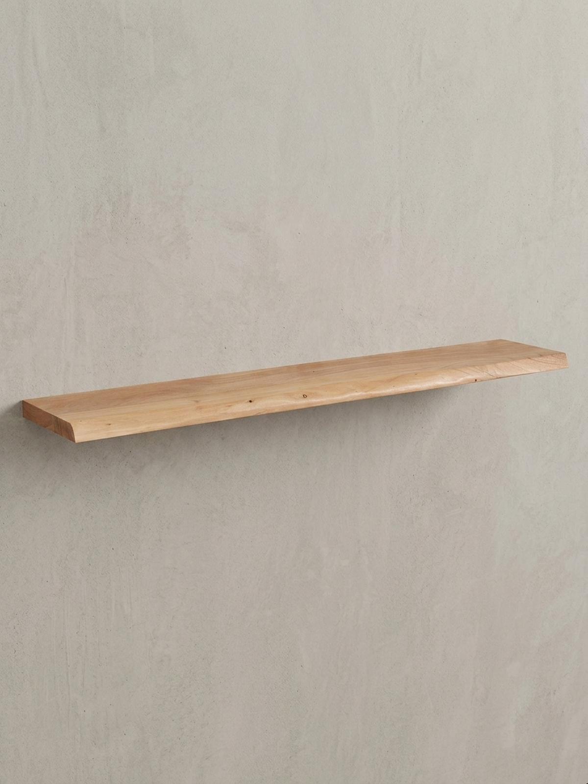 WANDREGAL Akazienholz Baumkante Rustikal, Beige 140x26x4 cm - Beige, Holz (140/4/26cm) - KADIMA DESIGN