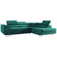 ECKSOFA GUSTAW L Dunkelgrün Velvet Rechts Seite - Dunkelgrün/Silberfarben, Textil/Metall (275/205cm) - MKS