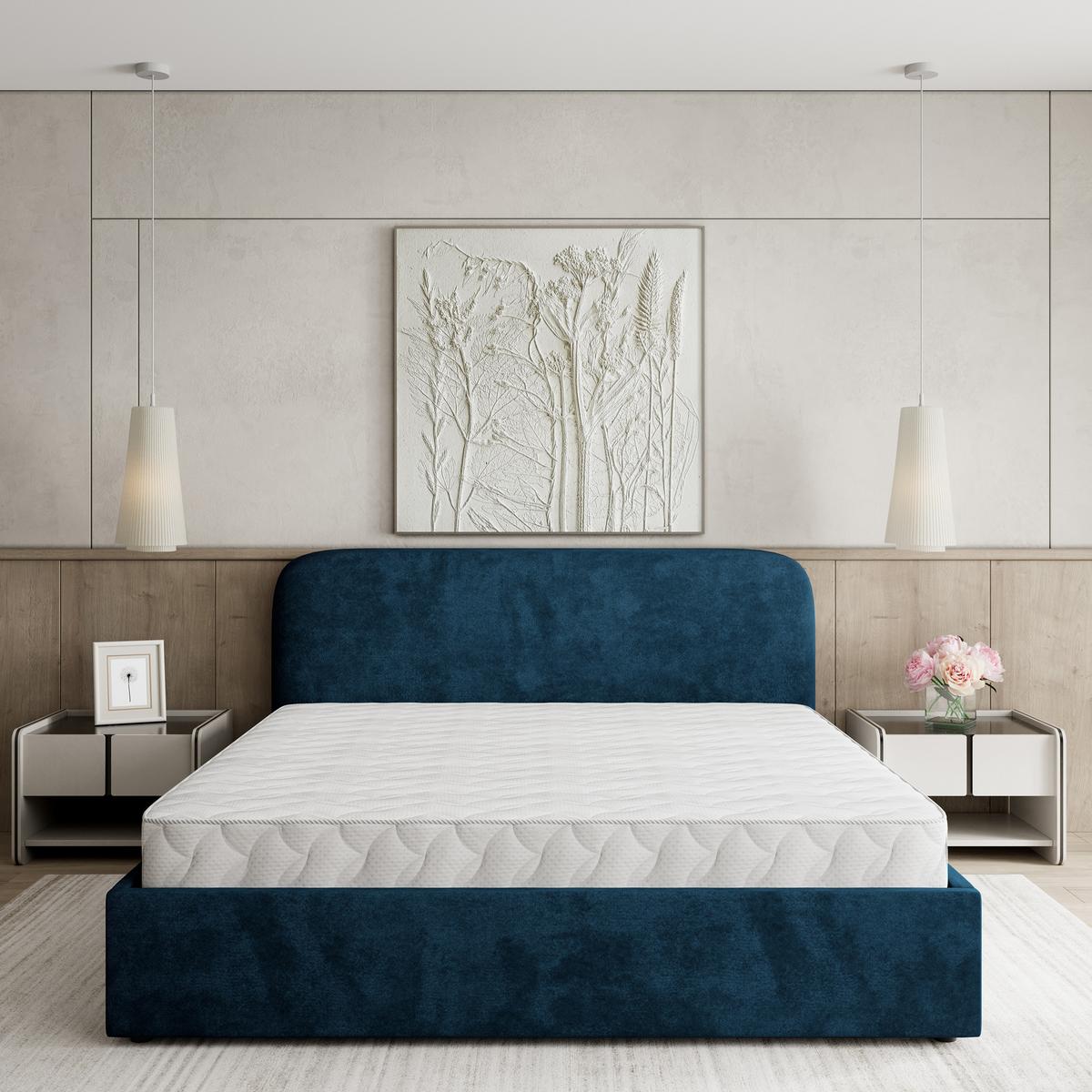 POLSTERBETT RENIVE K 200x200 cm mit Bettkästen - Blau - Blau, Holz/Textil - MASSENO