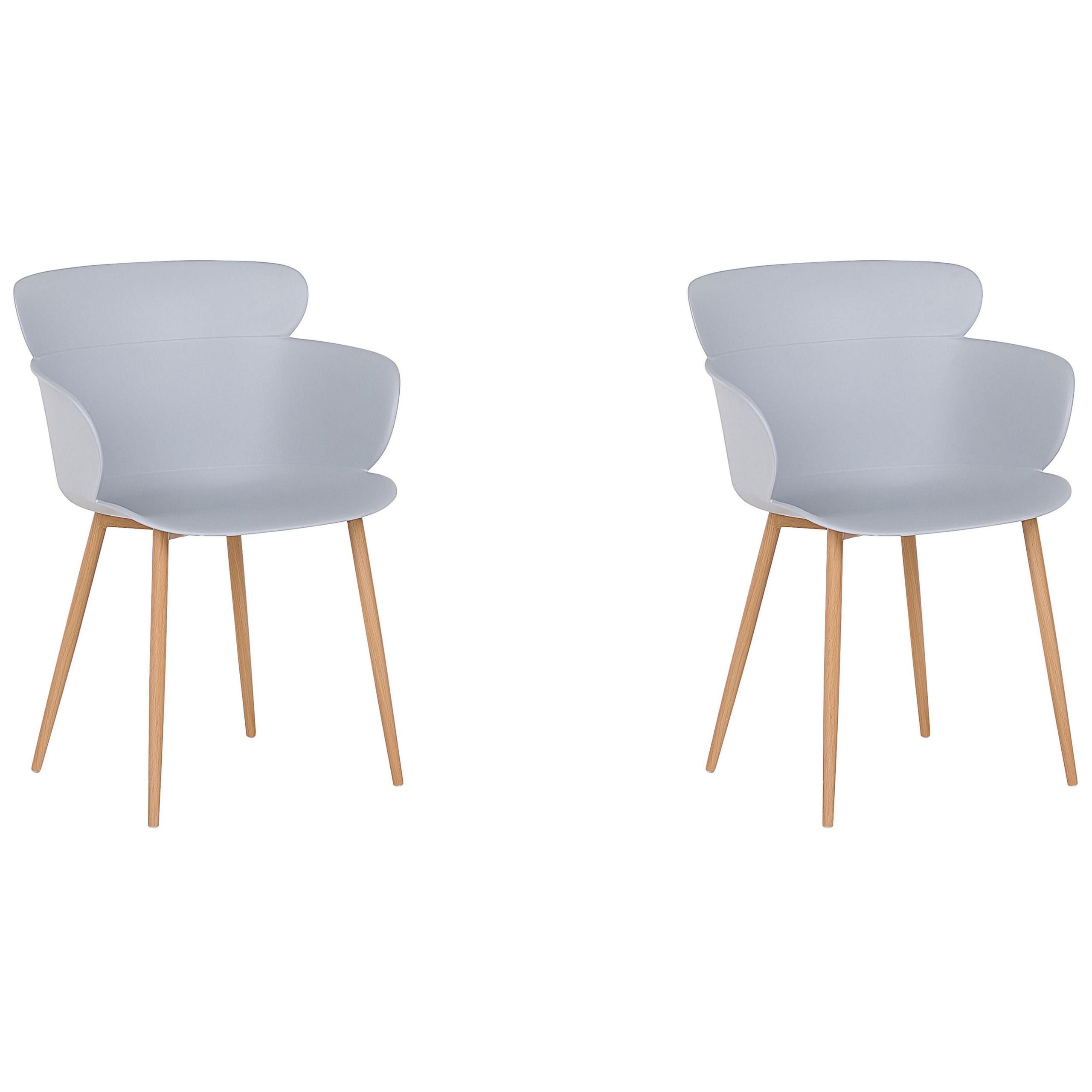 ESSZIMMERSTUHL 2er-Set Kunststoff Grau Sumkley - Grau, Kunststoff/Metall (61/82/54cm) - Beliani