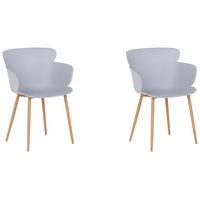 ESSZIMMERSTUHL 2er-Set Kunststoff Grau Sumkley - Grau, Kunststoff/Metall (61/82/54cm) - Beliani