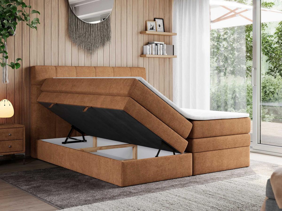 BOXSPRINGBETT ERNI KING 140/200 Orange Struktur - H3 - Orange, Holz/Textil (140/200cm) - MKS