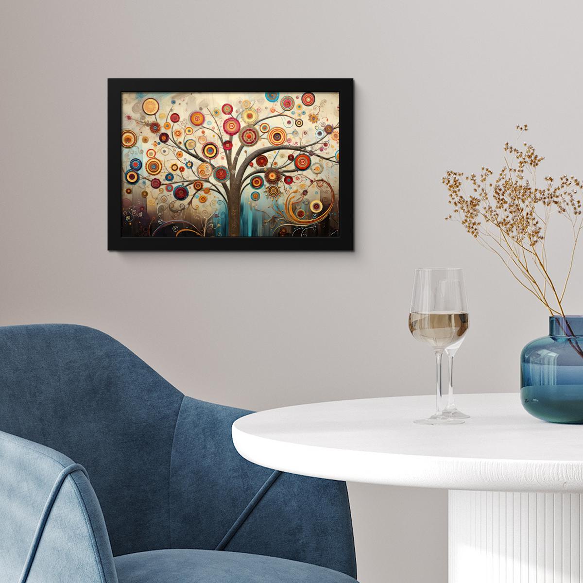 POSTER MIT RAHMENGERAHMTES BILD Baum - Baum des Lebens - Farbe 30x20 cm - Braun, Papier (30/20cm) - MuchoWow