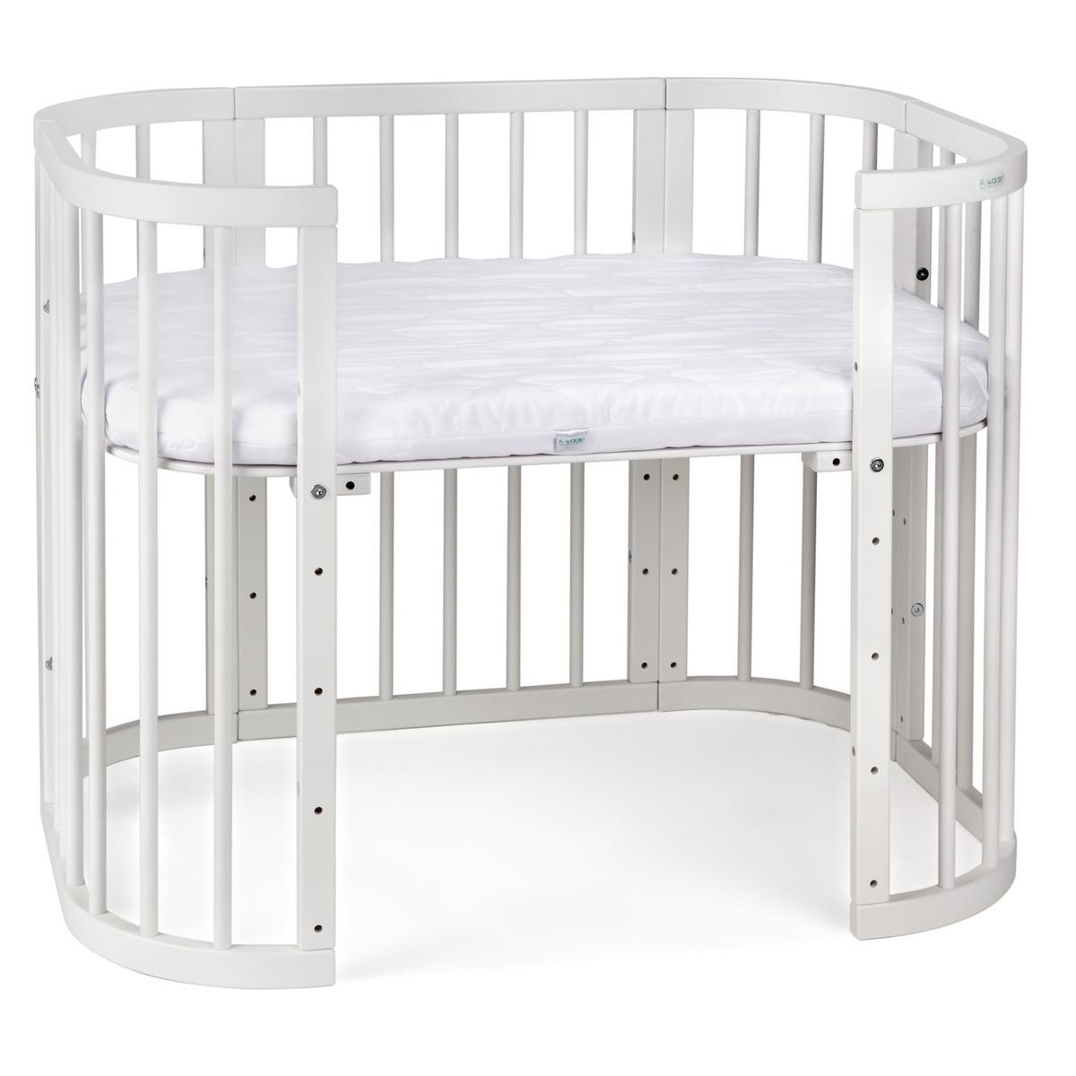 BABYBETT Weiß, 5in1 mit Matratze - Weiß, Holz/Textil (66/93cm) - waldin
