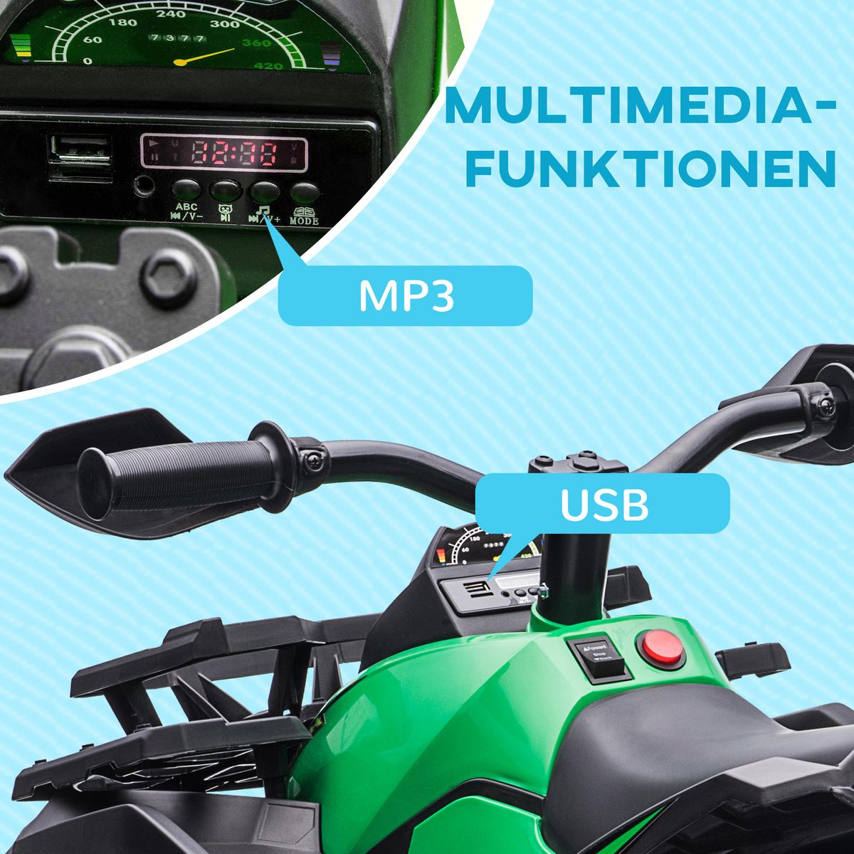 KINDER Elektrofahrzeug - Grün, Metall (100/65/73cm) - HOMCOM