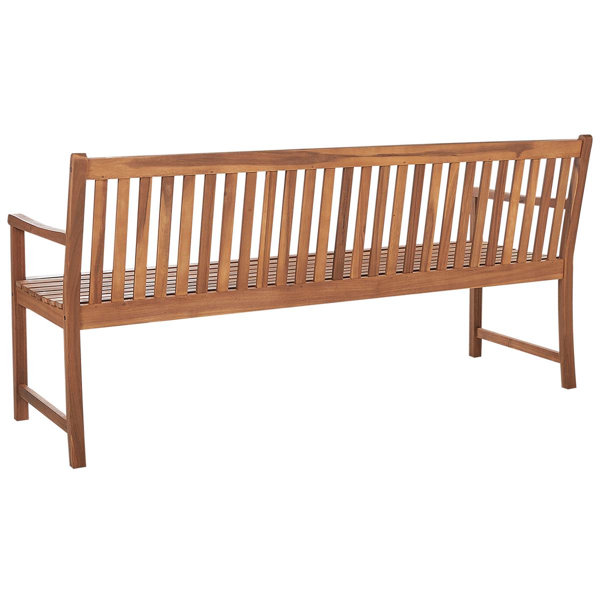 GARTENBANK 3-Sitzer Heller Holzfarbton Vivara - Hellbraun/Rot, Holz (180/88/56cm) - Beliani