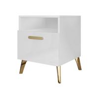 NACHTTISCH Picru 1SZ - Goldfarben/Weiß, Holzwerkstoff/Kunststoff (40/47/38cm) - MIRJAN24