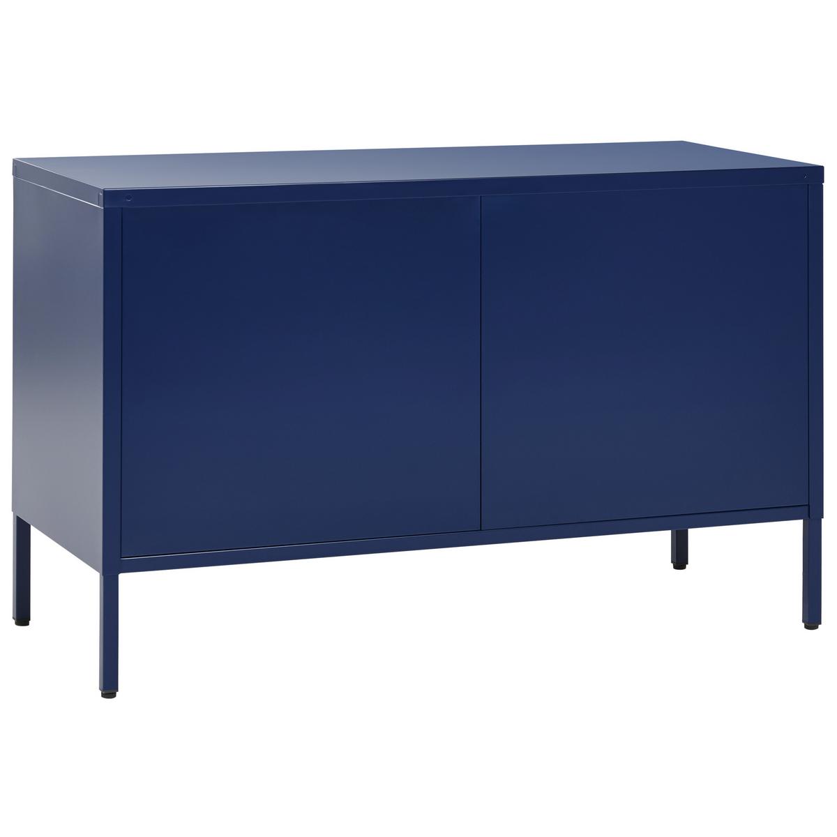 LOWBOARD blau 2 Türen 100 cm Uria - Blau, Metall (100/65/40cm) - Beliani