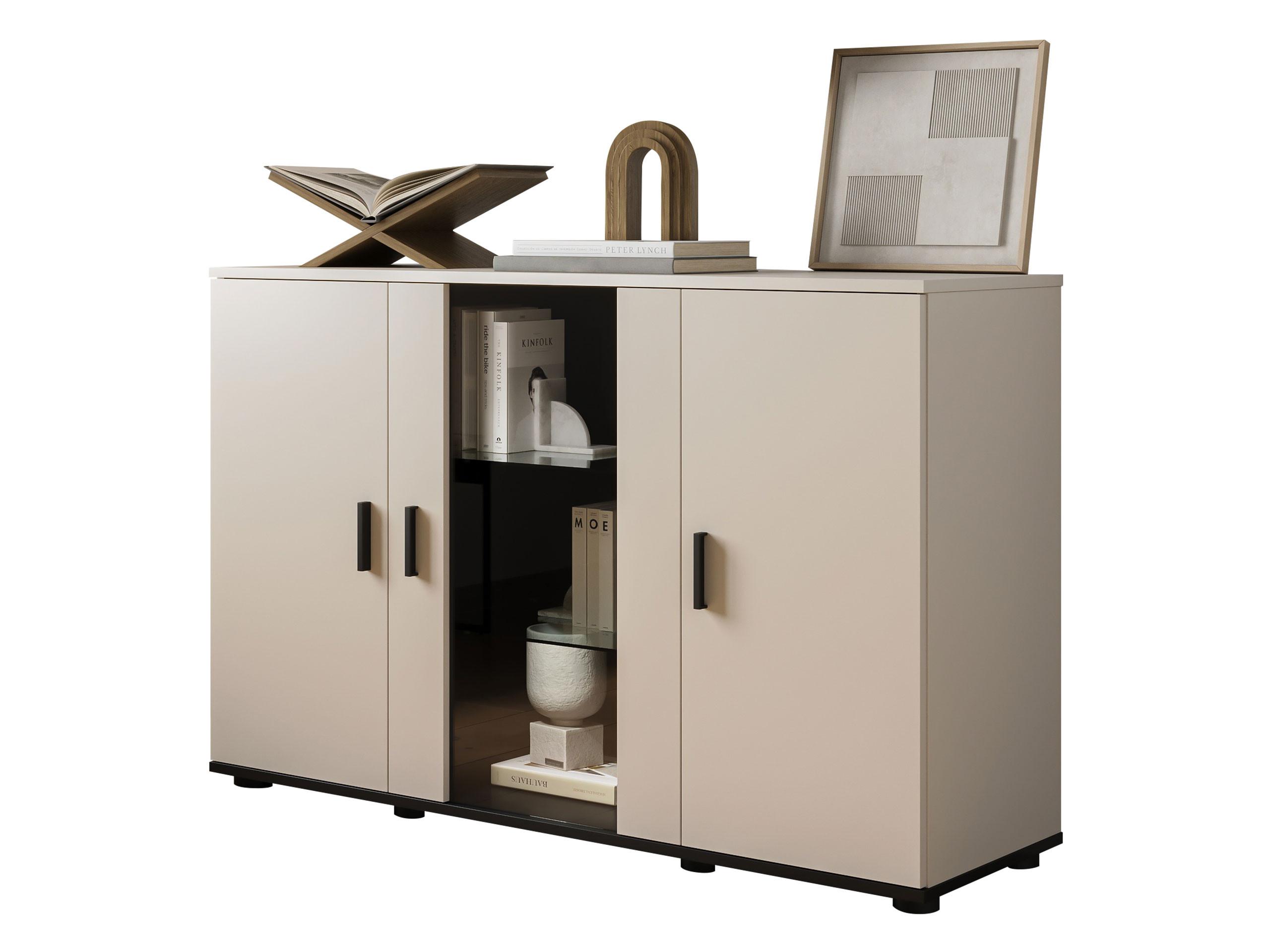 KOMMODE Soho S07 mit blauer LED Beleuchtung - Kaschmir/Schwarz, Holzwerkstoff/Kunststoff (120/80/41cm) - MIRJAN24