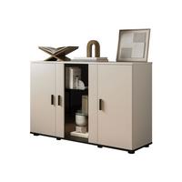 KOMMODE Soho S07 mit weißer LED Beleuchtung - Kaschmir/Schwarz, Holzwerkstoff/Kunststoff (120/80/41cm) - MIRJAN24