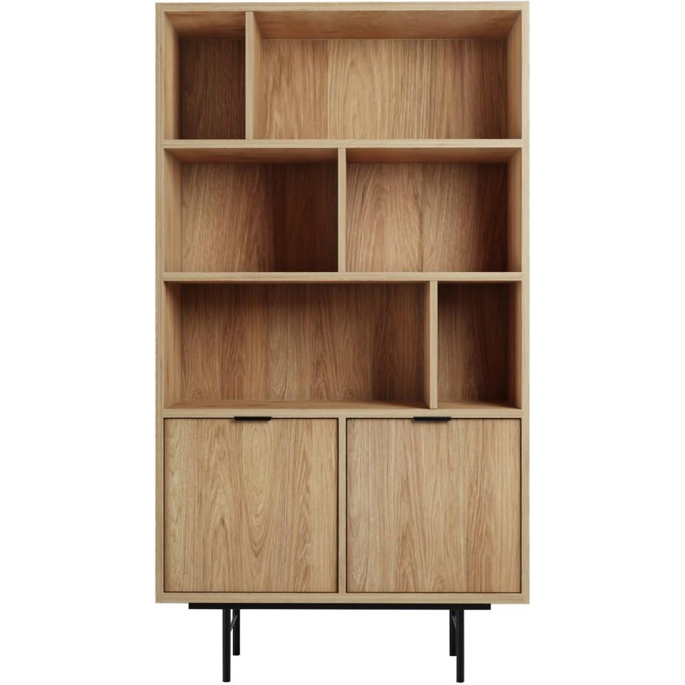BÜCHERREGAL Evron mit 4 offene Regalböden, Hikora Eiche - Eichefarben/Schwarz, Holzwerkstoff/Metall (90/185/35cm) - Beautysofa