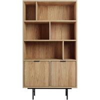 BÜCHERREGAL Evron mit 4 offene Regalböden, Hikora Eiche - Eichefarben/Schwarz, Holzwerkstoff/Metall (90/185/35cm) - Beautysofa