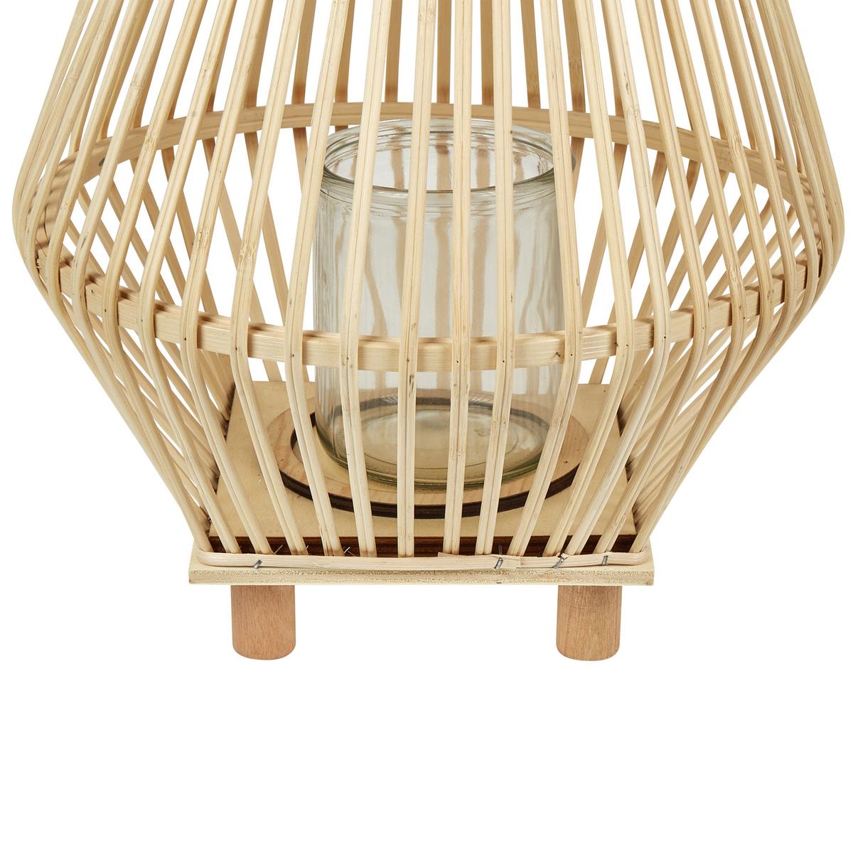 LATERNE Braun Leyte - Braun, Holz (30/58/30cm) - Beliani