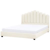 BETT mit Lattenrost 180/200 cm Cremeweiß Vincennes - Schwarz/Weiß, Textil (180/200cm) - Beliani