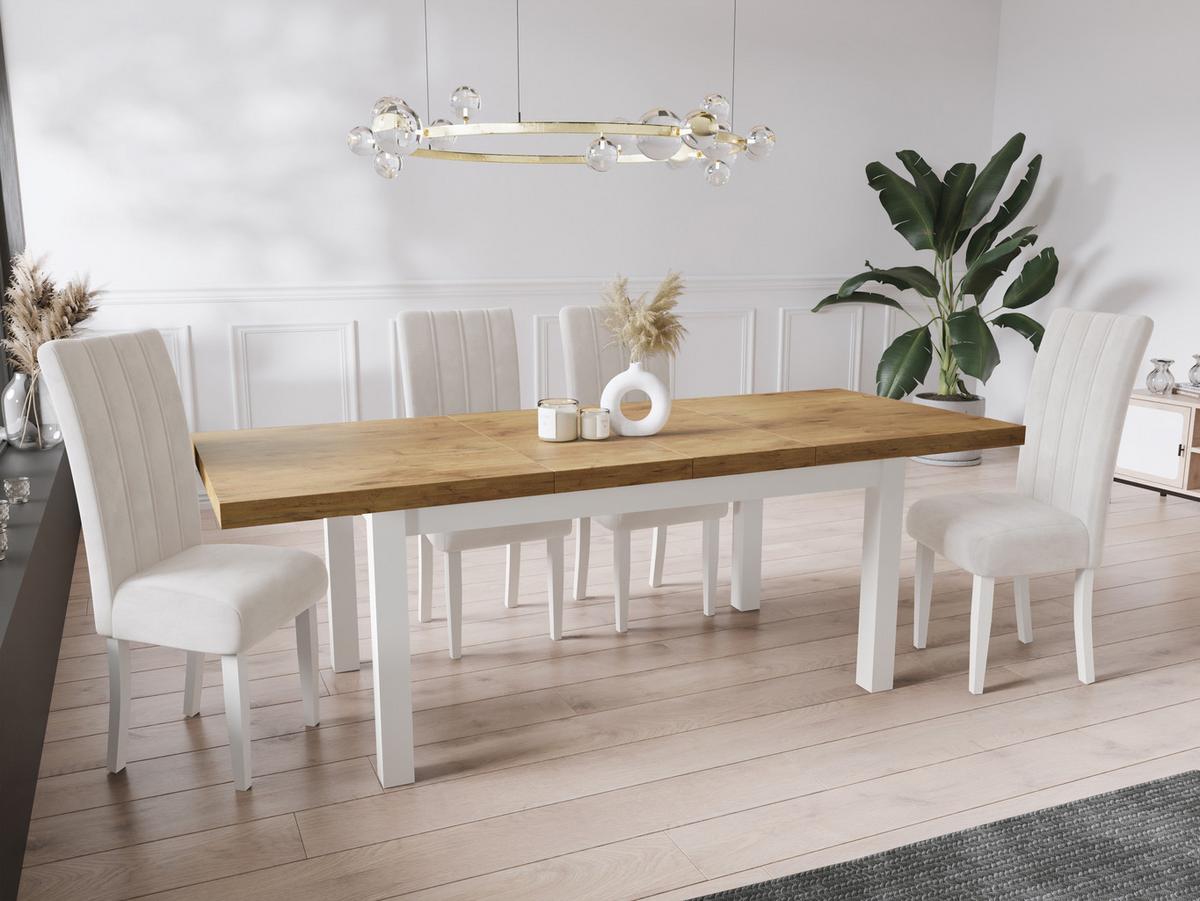 ESSTISCH Avena rechteckig ausziehbar, Lancelot Eiche 120/80/78 - Eichefarben/Weiß, Holz/Holzwerkstoff (80/160/78cm) - WFL GROUP