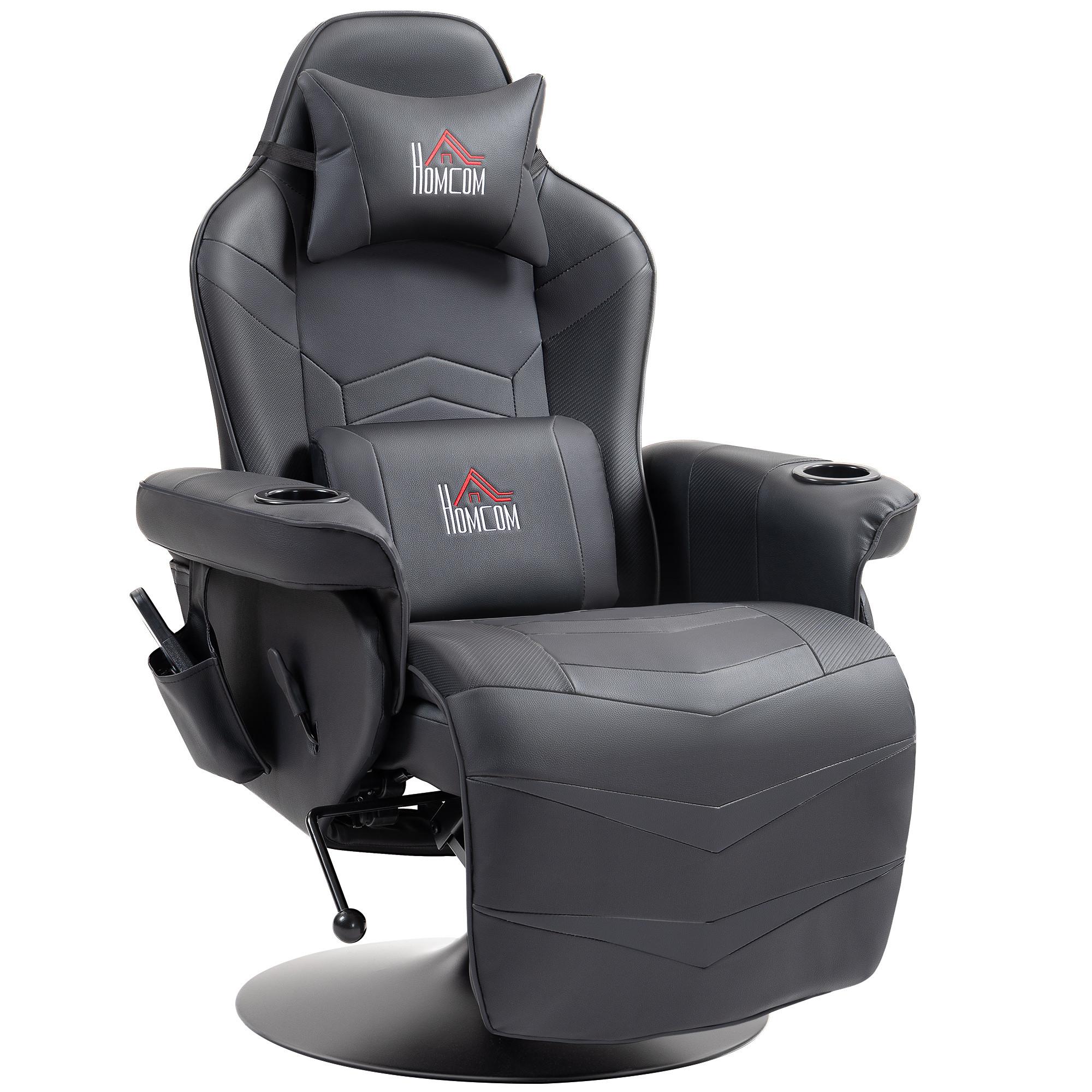 RELAXSESSEL mit Massagefunktion, Elektrisch Fernsehsessel mit Liegefunktion - Schwarz, Leder/Kunststoff (82.5/111.5/78cm) - HOMCOM