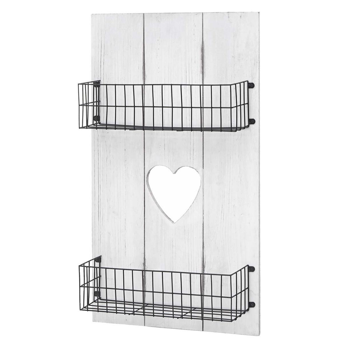 WANDREGAL MASSIVHOLZ SHABBY Weiß, Schwarz - Schwarz/Weiß, Holz (40/70/10cm) - MCW