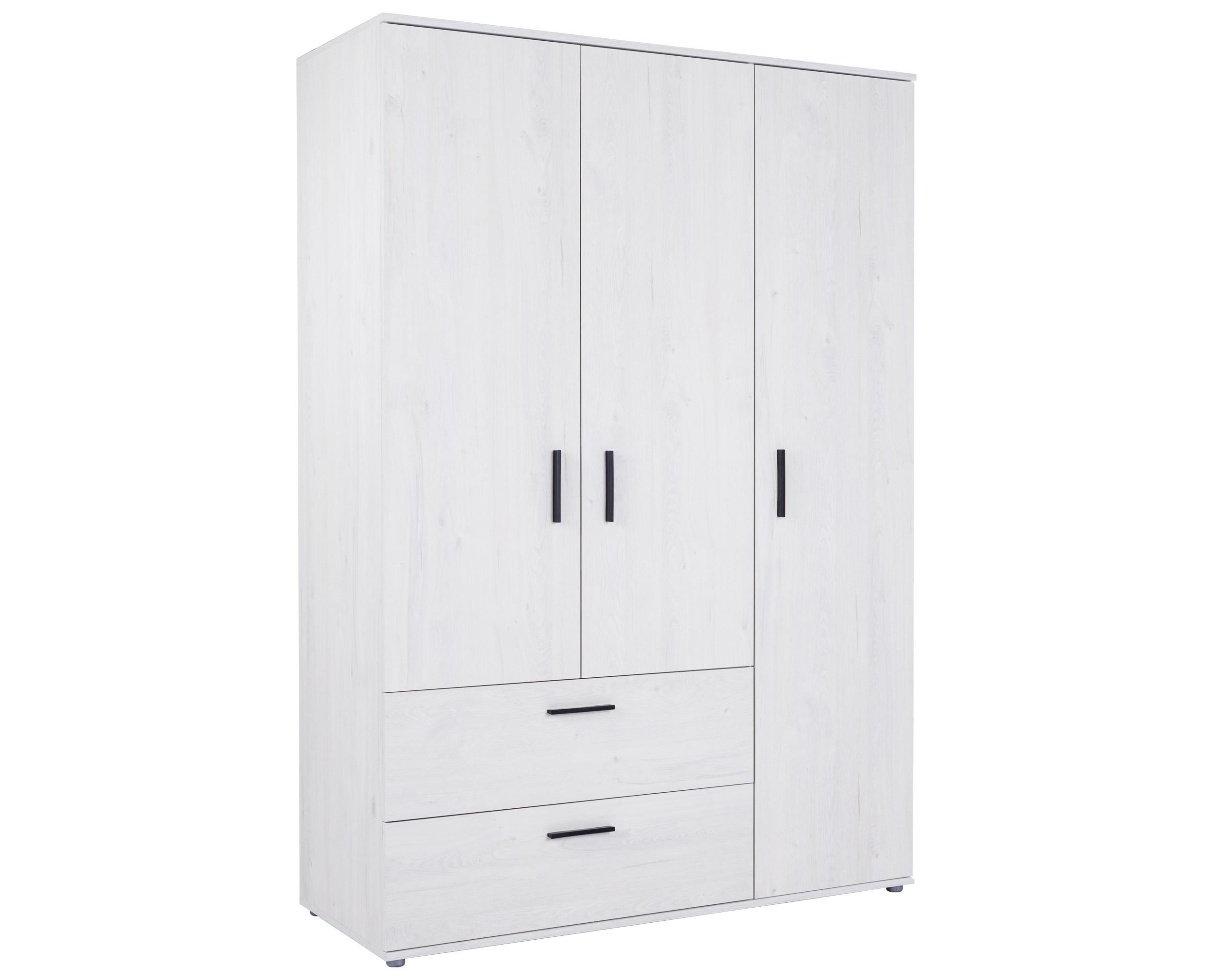 KLEIDERSCHRANK 3-türig Mathea 130/188/51 cm - Eichefarben/Silberfarben, Holzwerkstoff/Kunststoff (130/188/51cm) - arthur berndt