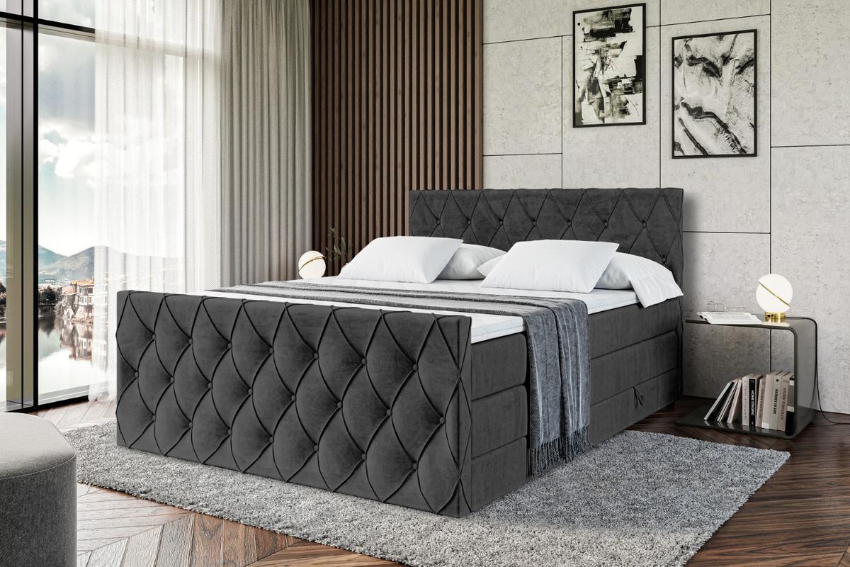 BOXSPRINGBETT AMAY-Z KING - 140x200 - H3/H4 - Schwarz - Schwarz, Holzwerkstoff (140/200cm) - ALTDECOR
