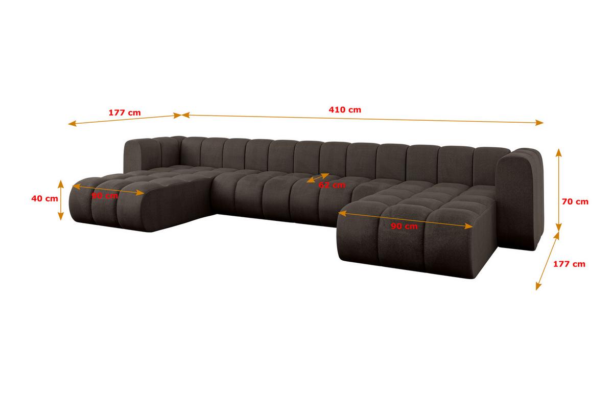WOHNLANDSCHAFT modulares Sofa Joren-U2 - 410x177x70 cm Braun - Braun, Holzwerkstoff/Textil (410/70/177cm) - ALTDECOR