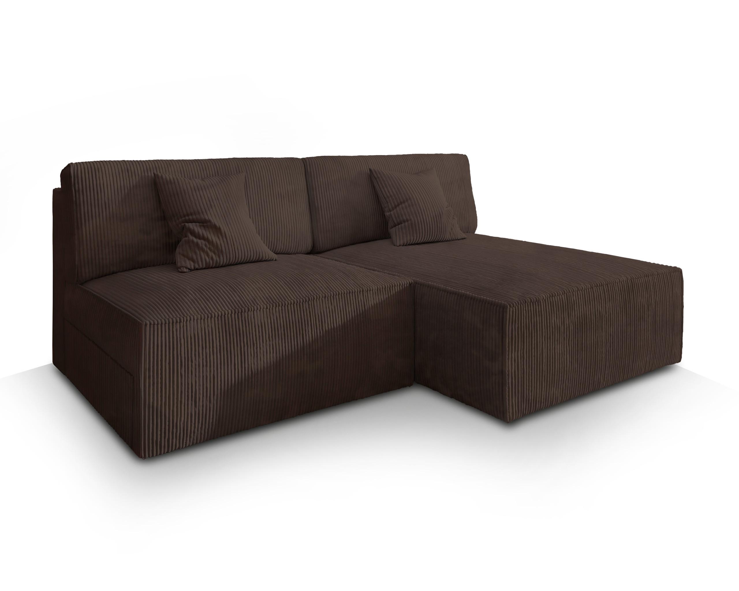 ECKSOFA FIORO P Braun Kordstoff mit Schlaffunktion - Braun/Grau, Holz/Kunststoff (204/148cm) - MASSENO