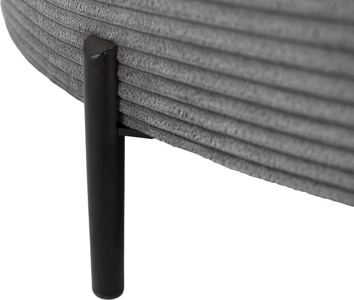 ECKSOFA Hana Loft 3-Sitzer Ecke Rechts, Cordstoff Chenille, Grau 241/80/168 cm - Schwarz/Grau, Textil/Metall (168/241cm) - WFL GROUP