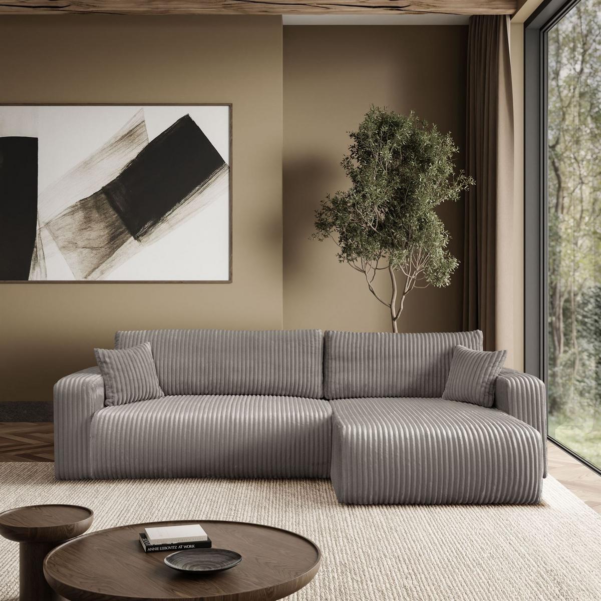 ECKSOFA PRESTIGE SOFT mit Schlaffunktion und Bettkasten, Tilia 11 - Taupe, Textil (277/143cm) - Lookway