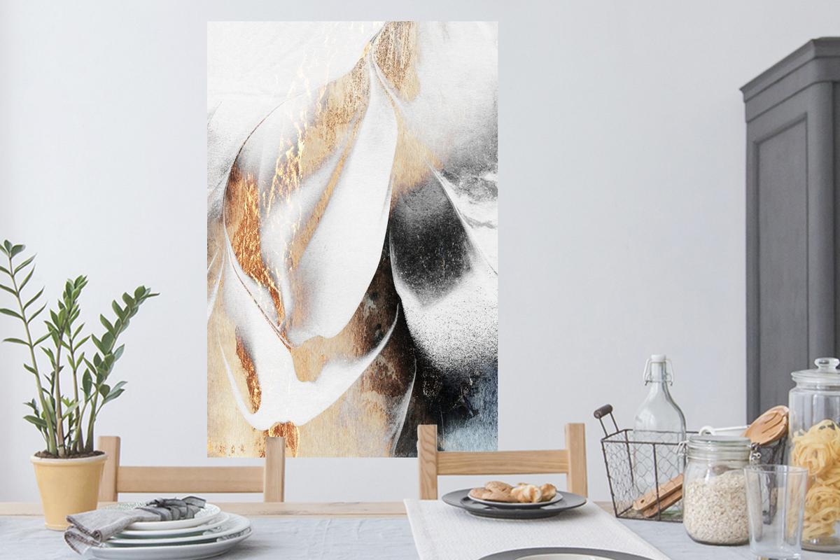 WANDTATTOO Luxus - Abstrakt - Gold - Weiß Wandaufkleber 80x120 cm - Goldfarben, Kunststoff (80/120/0.1cm) - MuchoWow