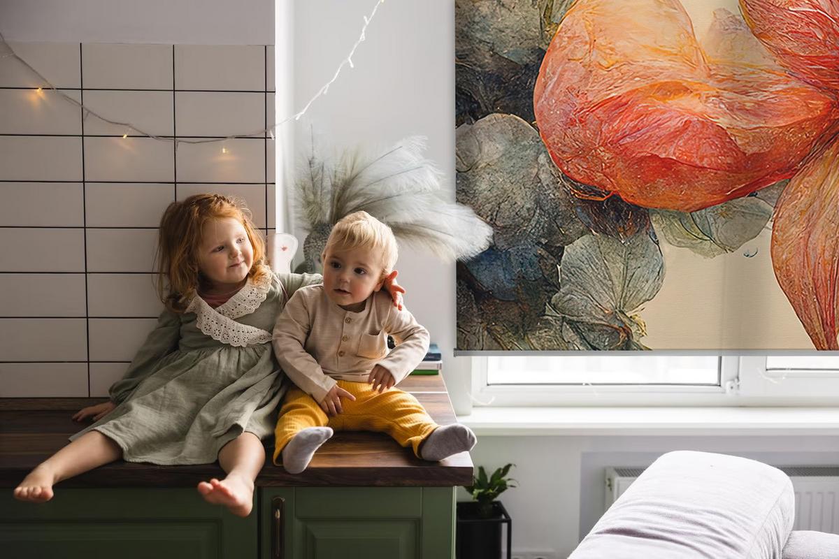 INNENROLLO - Fensterrollo - Rollo - 140x140 cm - Blume - Braun, Kunststoff (140/140/0.5cm) - TULUP