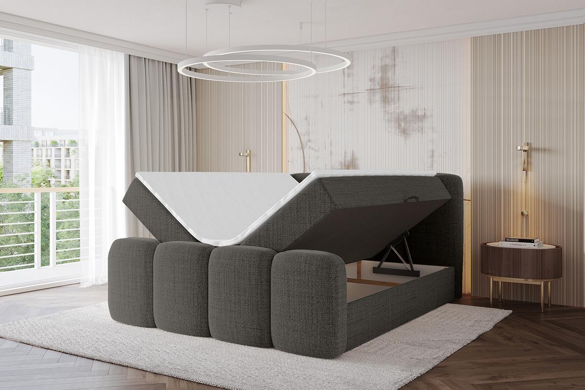 BOXBETT mit Matratze H4 und Lattenrost - NINA-Z - 180x200 cm Aragon - Grau - Grau, Holzwerkstoff (180/200cm) - ALTDECOR