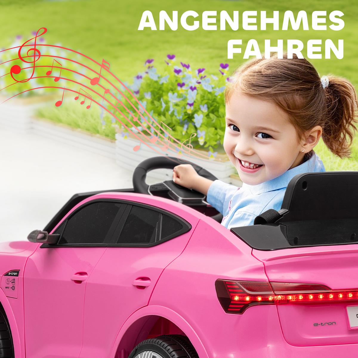 KINDER-ELEKTROAUTO 12V-Doppelmotor Hupe, Musik, LED-Scheinwerfer, Rücklichter ab 3 Jahre Rosa - Rosa, Metall (108/60/47cm) - HOMCOM