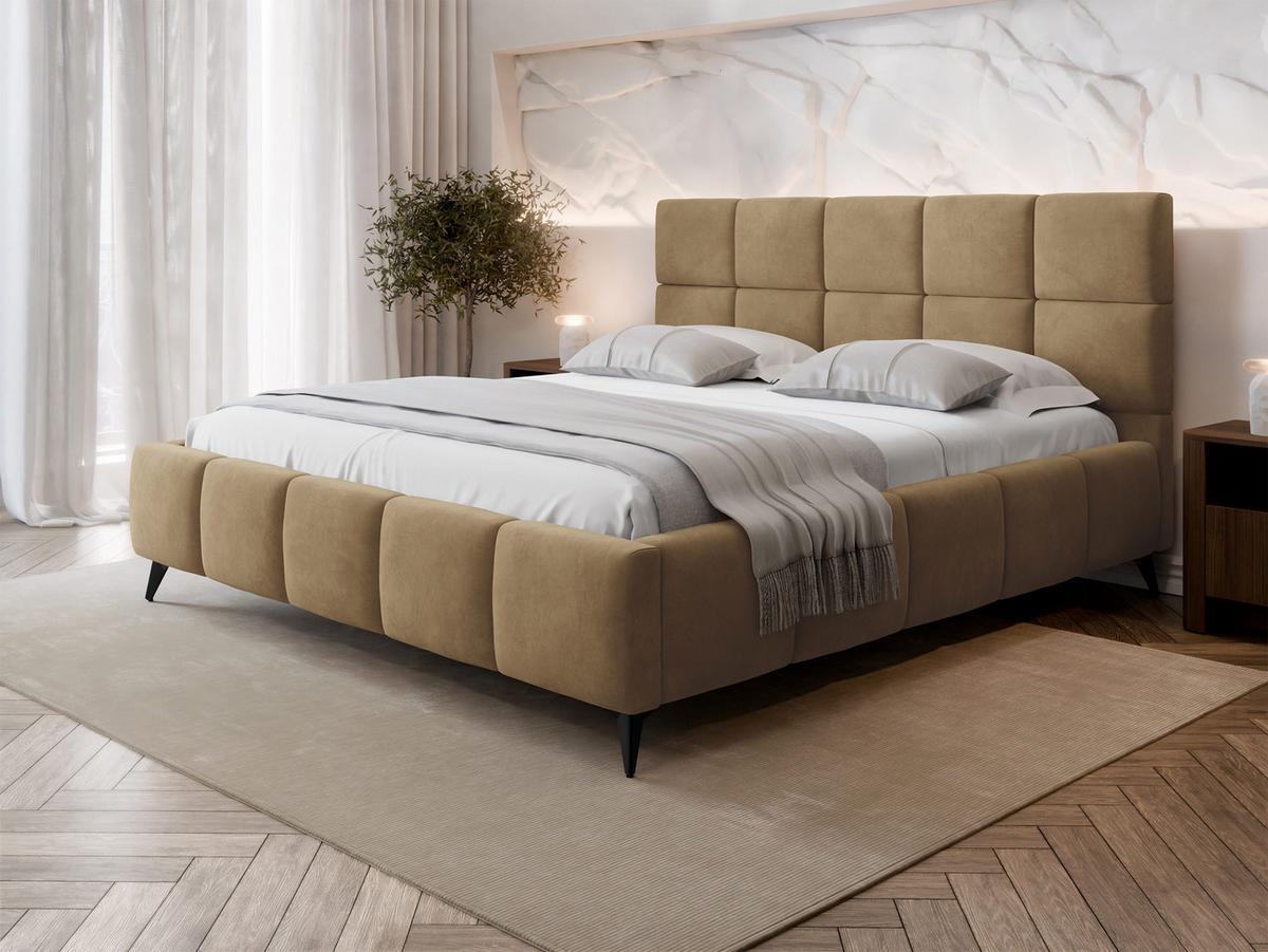 POLSTERBETT Amber - Schwarz/Naturfarben, Holzwerkstoff/Textil (180/200cm) - MIRJAN24