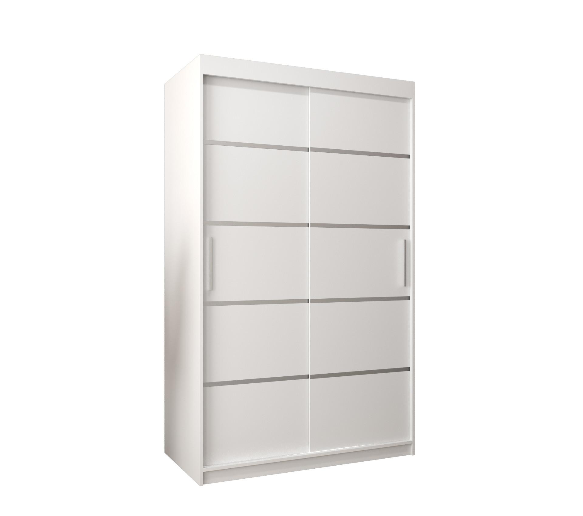 SCHWEBETÜRENSCHRANK 200/120/62 2-türig - Silberfarben/Weiß, Holz/Kunststoff (120/200/62cm) - MÖBEL KRYSPOL