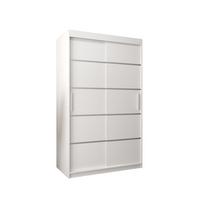 SCHWEBETÜRENSCHRANK 200/120/62 2-türig - Silberfarben/Weiß, Holz/Kunststoff (120/200/62cm) - MÖBEL KRYSPOL