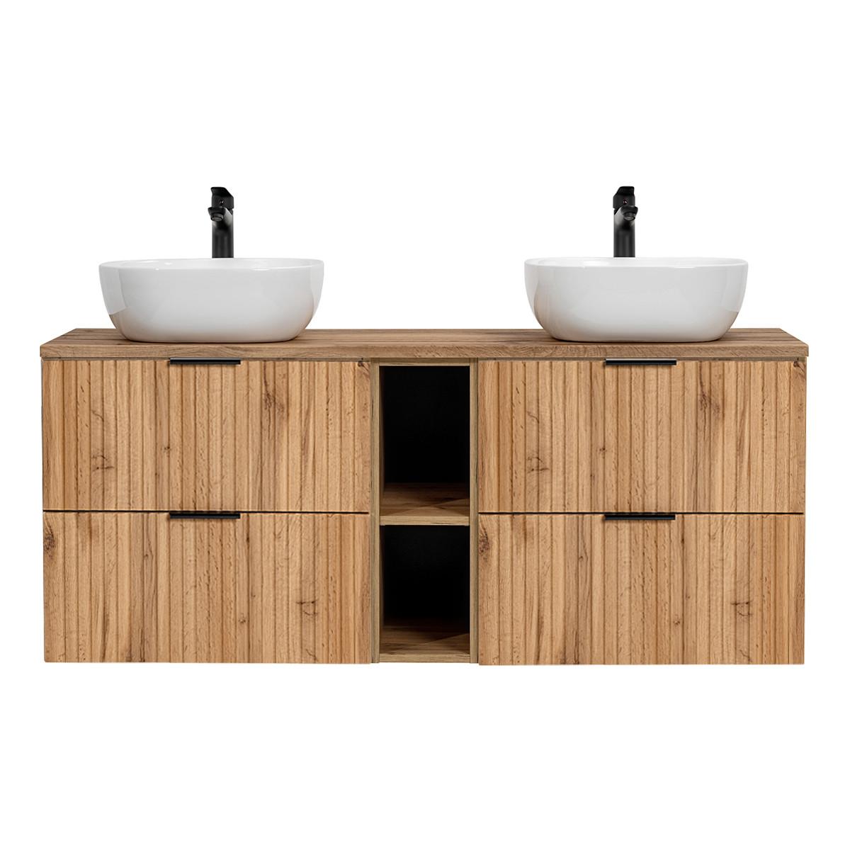DOPPELWASCHTISCH 140.8cm Adriel Holz - Braun, Holzwerkstoff (140.8/59/46cm) - Petits-meubles