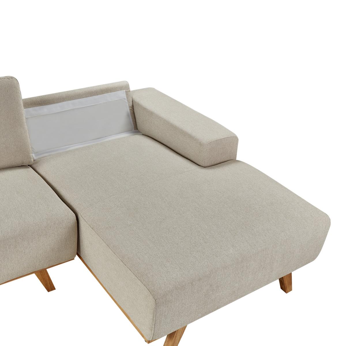 ECKSOFA 3-Sitzer Stoff Beige linksseitig Nora - Beige, Textil (279/150cm) - Beliani
