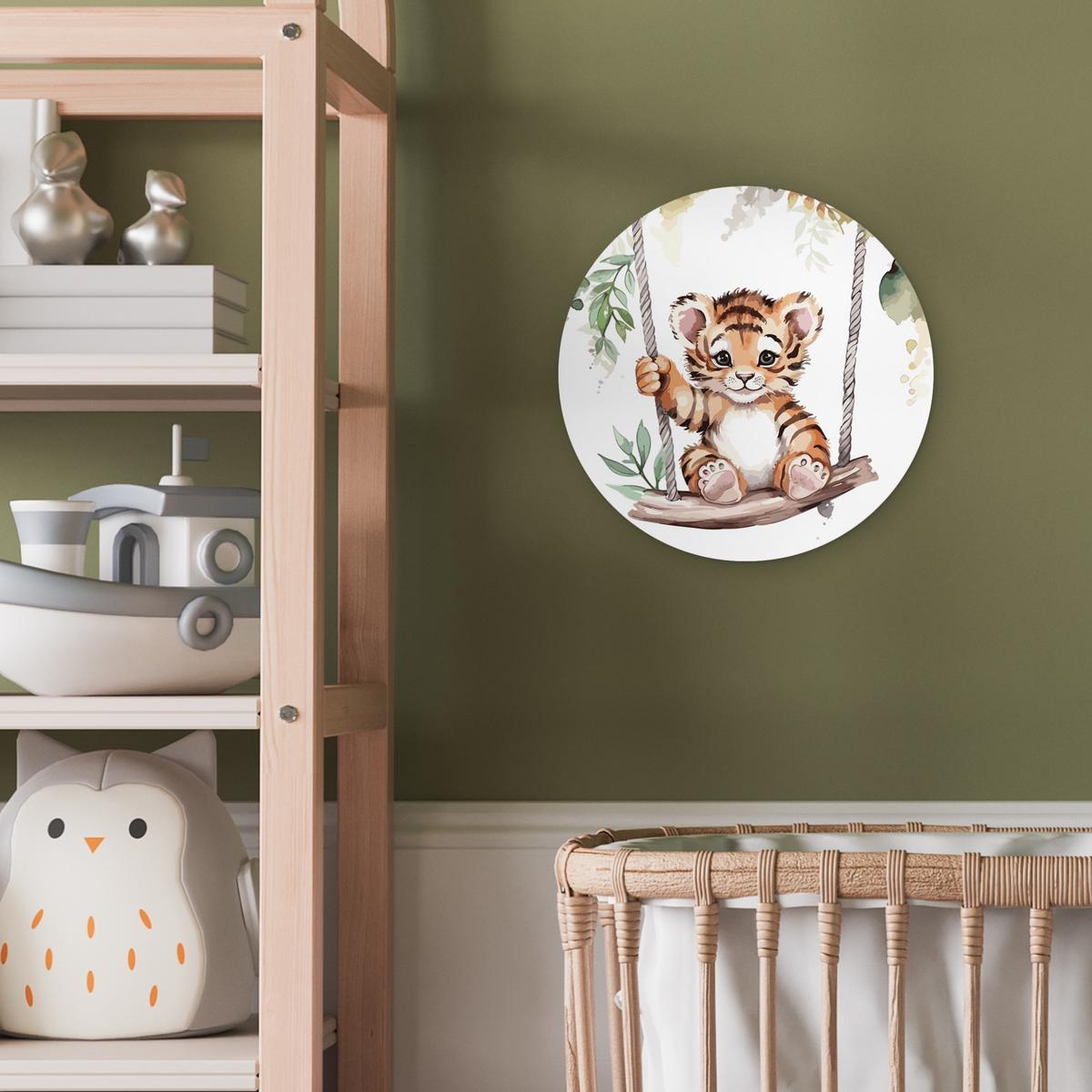 WANDBILD Tiger - Tier - Kinder - Dschungel Deko Wohnzimmer 30x30 cm - Dunkelorange, Kunststoff (30/30cm) - MuchoWow