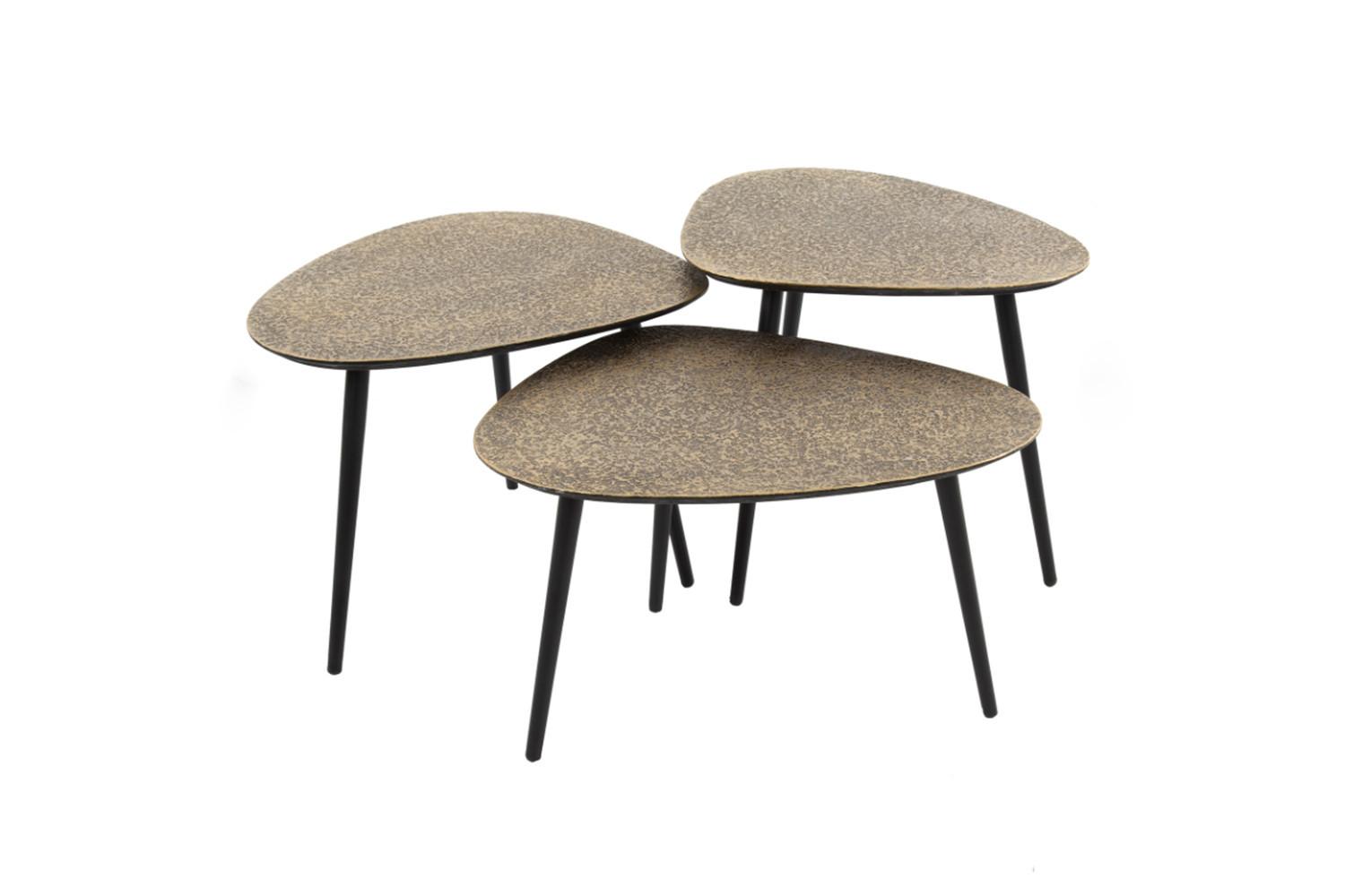 COUCHTISCH LAUCA 3ER SET Bronze Metall - Schwarz/Bronzefarben, Metall (48/54/43cm) - KAWOLA