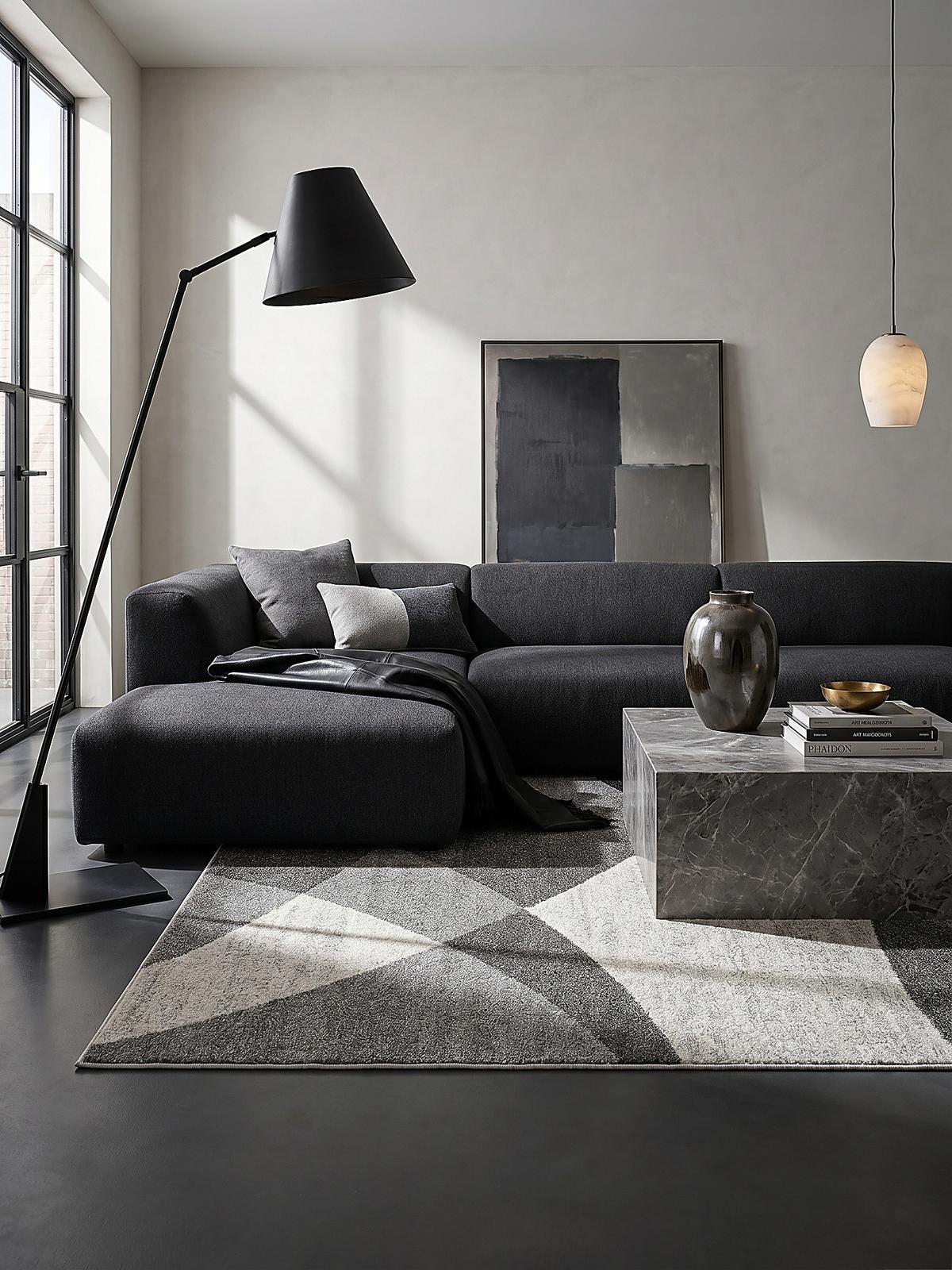 TEPPICH Niederflor Abstrakt THUR Polypropylen Grau 80 x 140 cm - Grau, Textil (160/220cm) - KADIMA DESIGN