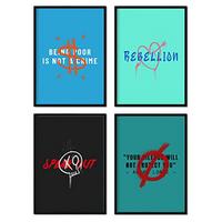 POSTER Set mit 4 Rebel A4 Schwarzer Rahmen - Schwarz, Papier (29.7/3cm) - Nacnic