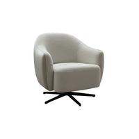 DREHSESSEL BRITTO Cremeweiß Kunstleder, Bouclé Drehbar (360°) - Creme/Schwarz, Textil/Metall (81/85/83cm) - KAWOLA