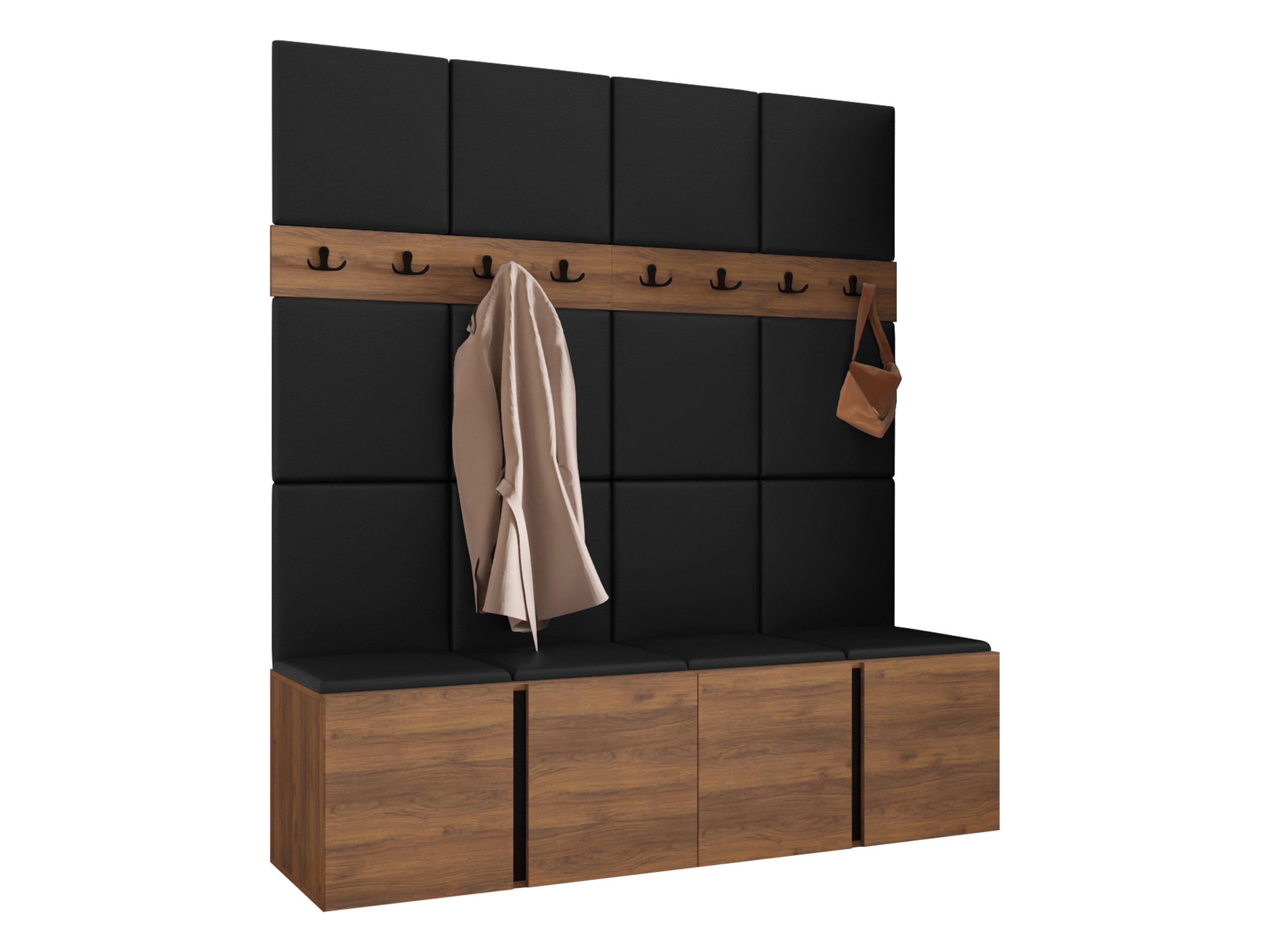 GARDEROBEN-SET Orion V - Nussbaumfarben/Schwarz, Holzwerkstoff/Kunststoff (168/186/46cm) - MIRJAN24