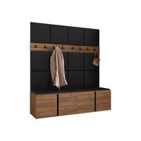 GARDEROBEN-SET Orion V - Nussbaumfarben/Schwarz, Holzwerkstoff/Kunststoff (168/186/46cm) - MIRJAN24