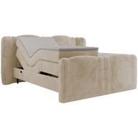 BOXBETT FORTINA 160/200 - Creme Plüsch - H4 - Creme, Holz/Textil (160/200cm) - MKS
